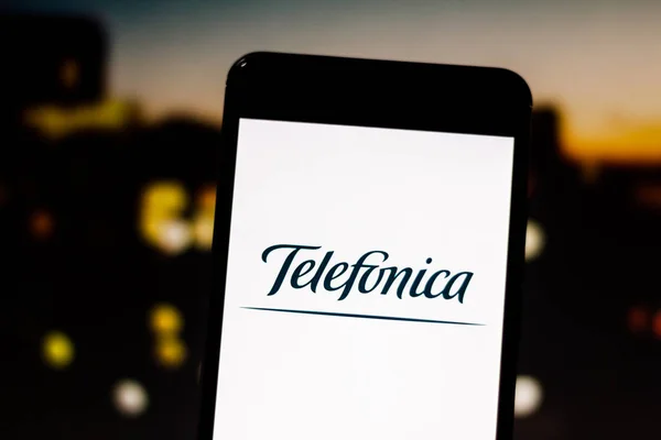 Brazil March 2019 Telefonica Logo Mobile Device Screen — Stock Photo, Image