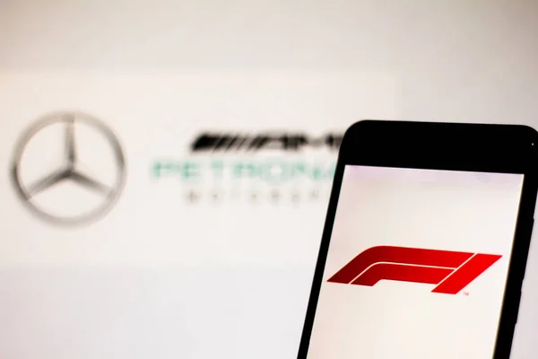 Brazílie Března 2019 Oficiální Fia Formule Logo Displeji Mobilního Zařízení — Stock fotografie