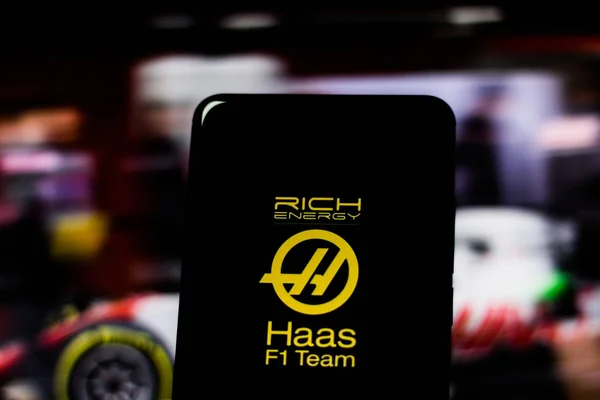 Βραζιλία Μαρτίου 2019 Λογότυπο Ομάδας Πλούσια Ενέργεια Haas Ομάδα Formula — Φωτογραφία Αρχείου