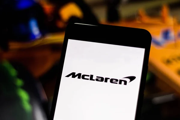 Brazilië Maart 2019 Mclaren Team Logo Mobiel Scherm — Stockfoto