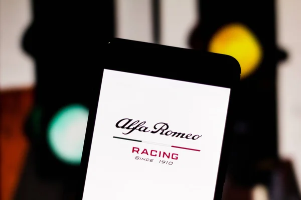 Brazilië Maart 2019 Team Alfa Romeo Racing Formule1 Logo Mobiel — Stockfoto