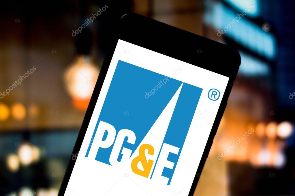 April 4, 2019, Brazil. Pacific Gas and Electric Company logo on the mobile device. PG & E is an American company that provides natural gas and electricity.
