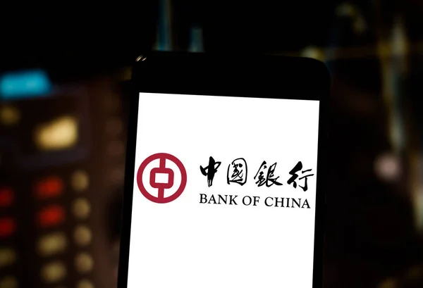 April 2019 Brasil Logo Bank China Pada Perangkat Seluler Bank — Stok Foto