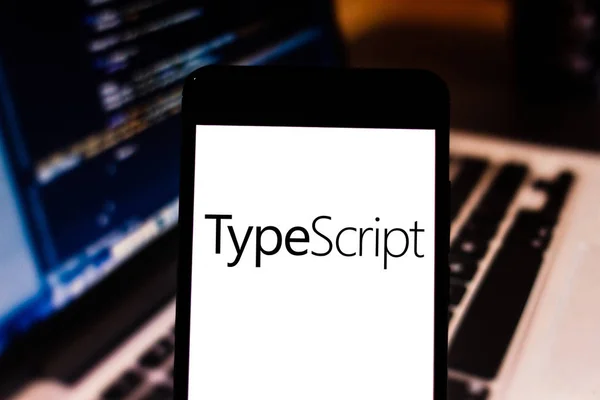 April 2019 Brasil Logo Typescript Pada Perangkat Seluler Typescript Adalah — Stok Foto