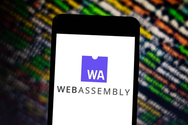 Abril 2019 Brasil Logotipo Webassembly Dispositivo Móvil Webassembly Lenguaje Programación — Foto de Stock