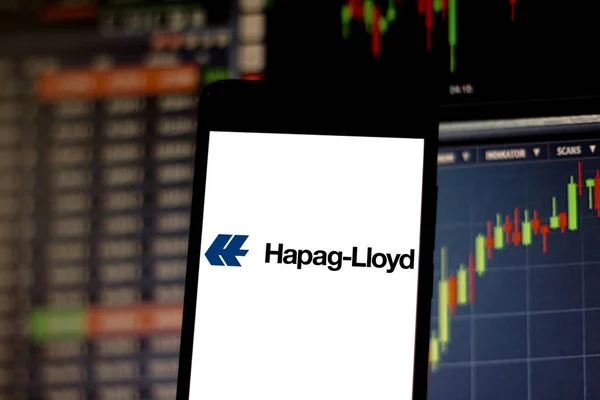 April 2019 Brasilien Hapag Lloyd Logo Auf Dem Mobilgerät Hapag — Stockfoto