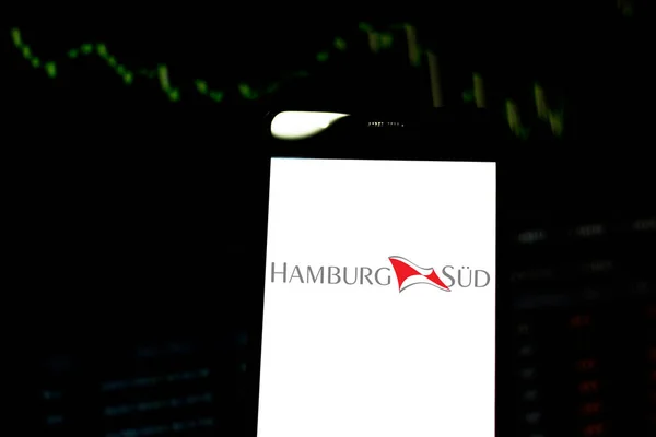 April 2019 Brasilien Hamburg Sud Logo Den Mobile Enhed Hamburg - Stock-foto