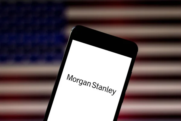 16 maj 2019, Brasilien. I denna bild illustration Morgan Stanley logotyp visas på en smartphone — Stockfoto
