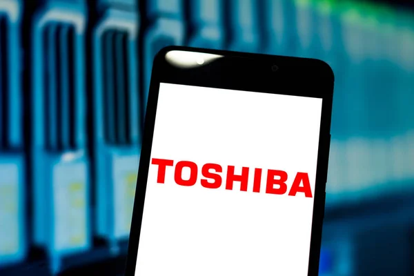 Maj 2019 Brasilien Detta Foto Illustration Toshiba Corporation Logotypen Visas — Stockfoto