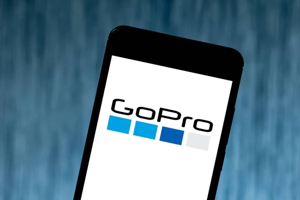Maj 2019 Brasilien Dette Billede Illustration Gopro Logoet Vises Smartphone - Stock-foto