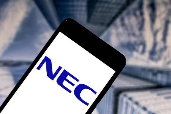 2019년 17일 브라질 일러스트에서는 Nec Corporation 로고가 스마트폰에 표시됩니다 — 스톡 사진