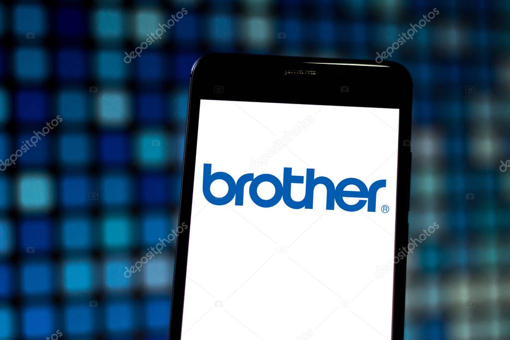 May 29, 2019, Brazil. In this photo illustration the Brother Industries logo is displayed on a smartphone.