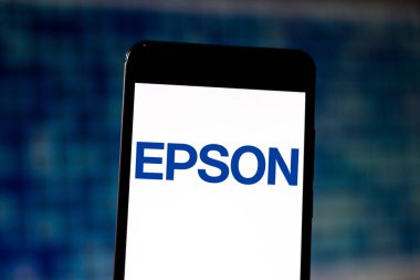 29 Mayıs 2019, Brezilya. Bu fotoğraf illüstrasyonunda Seiko Epson Corporation logosu bir akıllı telefonda görüntülenir