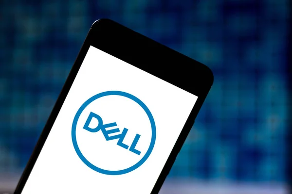 29 мая 2019 года, Бразилия. На этой иллюстрации логотип Dell показан на смартфоне — стоковое фото