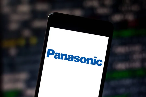 29 de maio de 2019, Brasil. Nesta foto ilustração o logotipo da Panasonic Corporation é exibido em um smartphone — Fotografia de Stock