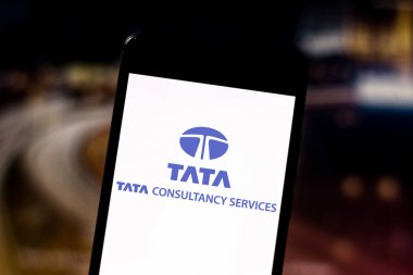 May 31, 2019, Brazil. In this photo illustration the Tata Consultancy Services Limited logo is displayed on a smartphone clipart