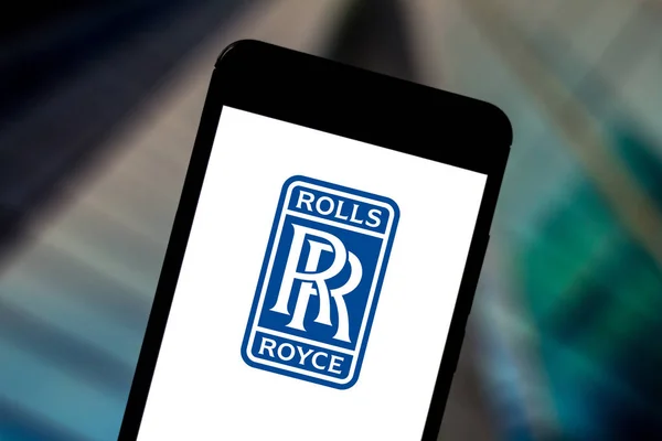 June 1, 2019, Brazil. In this photo illustration the Rolls-Royce Group logo is displayed on a smartphone — Stock Photo, Image
