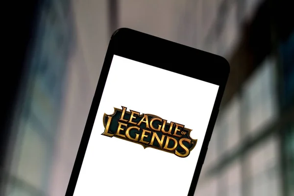 June 1, 2019, Brazil. In this photo illustration the League of Legends logo is displayed on a smartphone — Stock Photo, Image