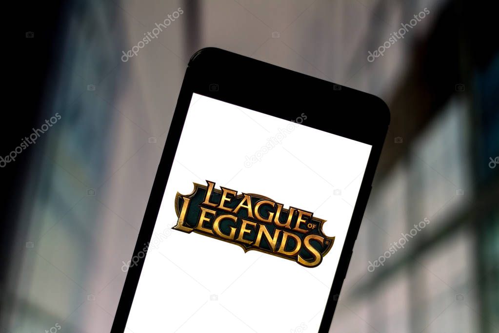 June 1, 2019, Brazil. In this photo illustration the League of Legends logo is displayed on a smartphone.