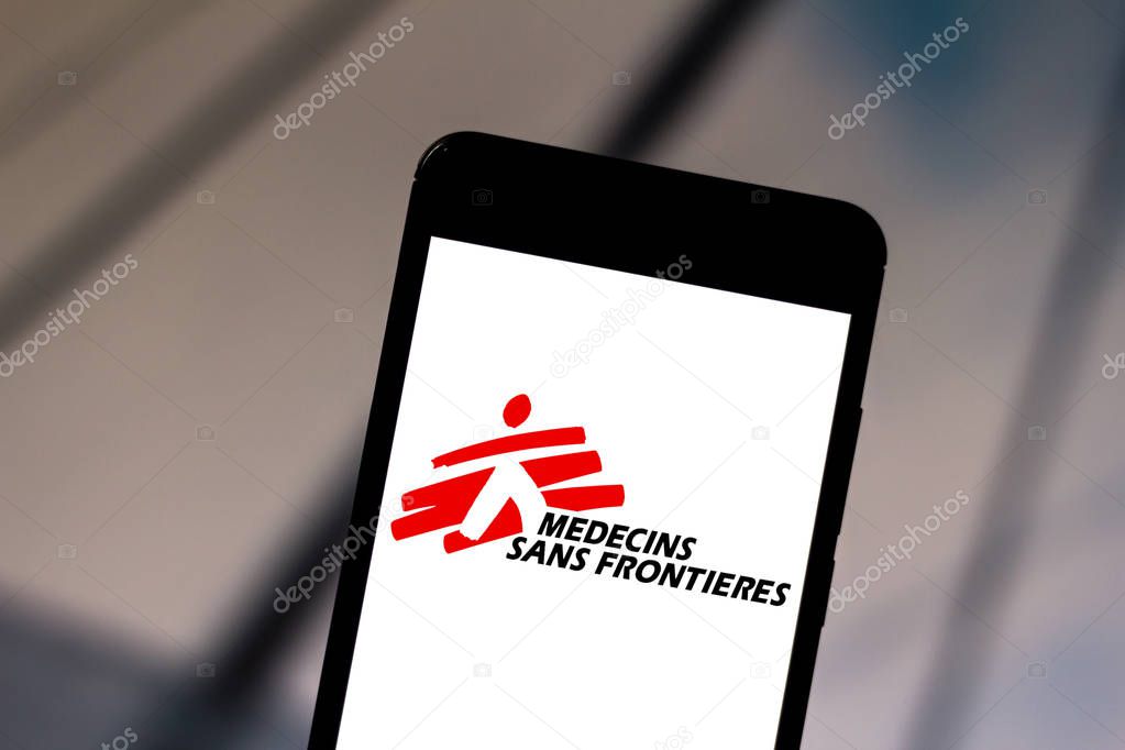 June 1, 2019, Brazil. In this photo illustration the Doctors Without Borders logo is displayed on a smartphone.
