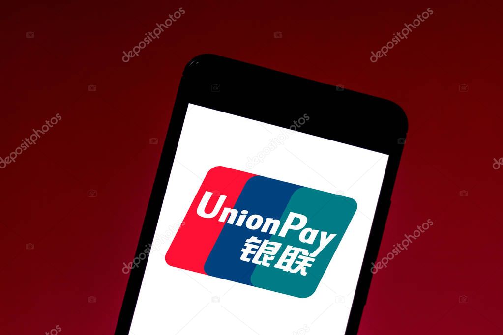 June 1, 2019, Brazil. In this photo illustration the UnionPay (CUP) logo is displayed on a smartphone.