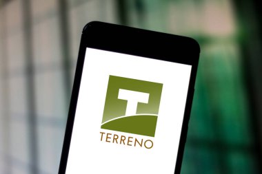 5 Haziran 2019, Brezilya. Bu fotoğraf resimde terreno Realty Corporation logosu bir akıllı telefonda görüntülenir