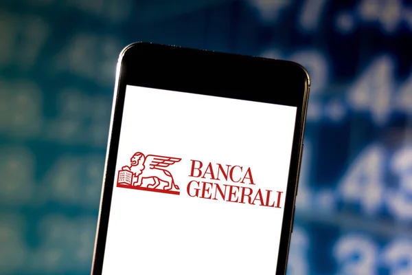 10 de junho de 2019, Brasil. Nesta foto ilustração o logotipo Banca Generali é exibido em um smartphone — Fotografia de Stock