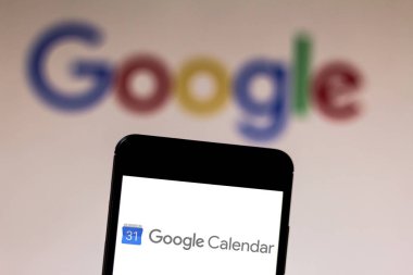 11 Haziran 2019, Brezilya. Bu fotoğraf illüstrasyonunda Google Takvim logosu bir akıllı telefonda görüntülenir