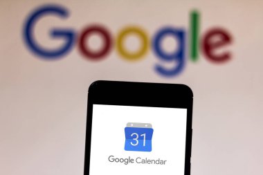 11 Haziran 2019, Brezilya. Bu fotoğraf illüstrasyonunda Google Takvim logosu bir akıllı telefonda görüntülenir