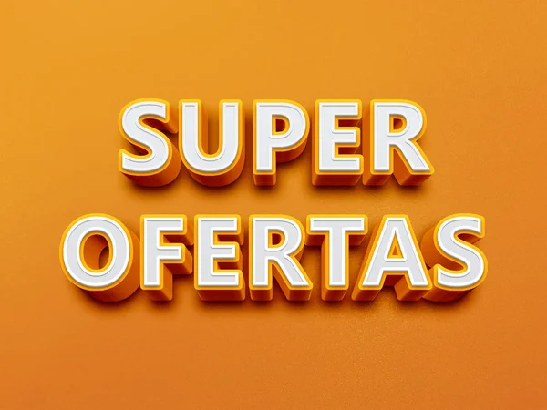 Werbestempel "SuperAngebote". Illustration von Brasilien mit Text für Einzelhandelskampagnen auf Portugiesisch. 3d — Stockfoto