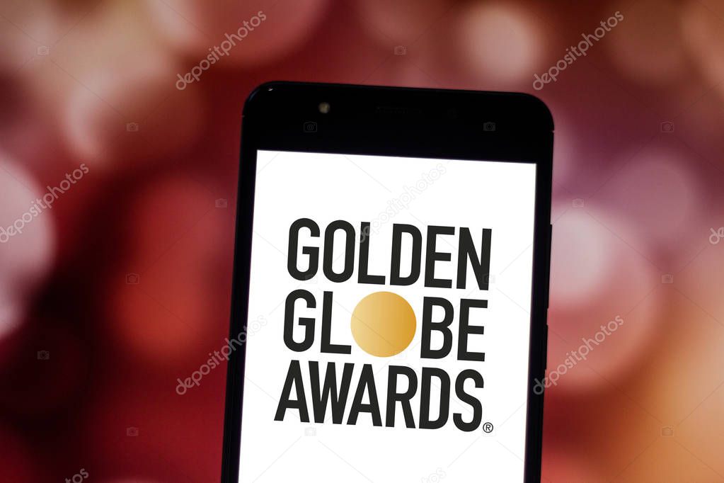 June 19, 2019, Brazil. In this photo illustration the Golden Globe Awards logo is displayed on a smartphone.