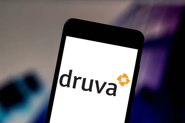 19 Juni 2019, Brasil. Dalam gambar foto ini, logo Perlindungan Data Awan Druva ditampilkan pada smartphone — Stok Foto