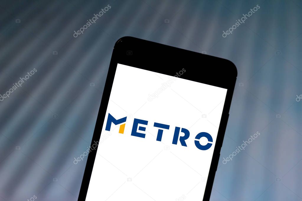 June 24, 2019, Brazil. In this photo illustration the Metro AG logo is displayed on a smartphone.
