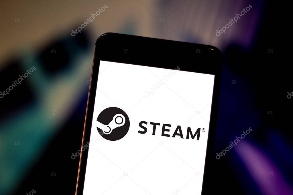 June 26, 2019, Brazil. In this photo illustration the Steam logo is displayed on a smartphone.