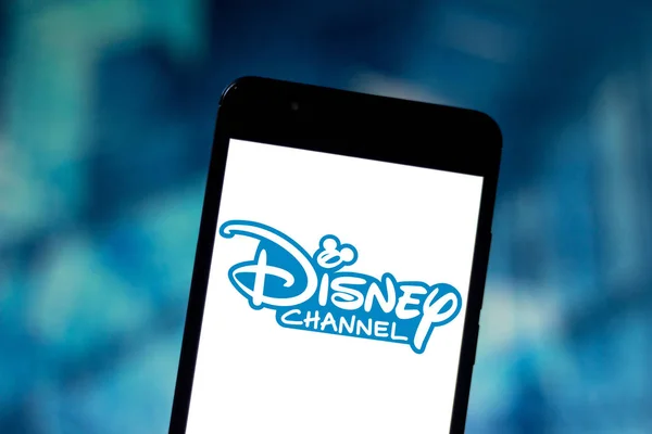 June 28, 2019, Brazil. In this photo illustration the Disney Channel logo is displayed on a smartphone — Stock Photo, Image