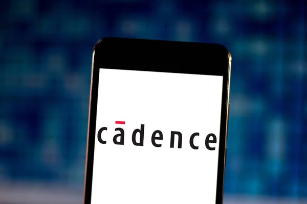 June 28, 2019, Brazil. In this photo illustration the Cadence Design Systems logo is displayed on a smartphone — Stock Photo, Image