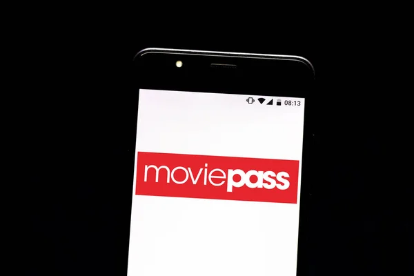 8 de julho de 2019, Brasil. Nesta foto ilustração o logotipo MoviePass é exibido em um smartphone — Fotografia de Stock