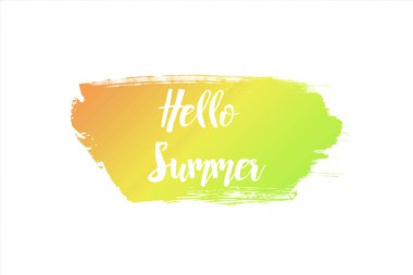 Kelime Hello Summer, İngilizce, suluboya arka plan üzerinde