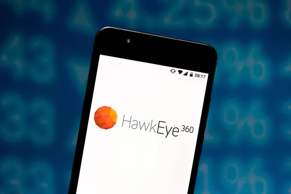 6 sierpnia 2019, Brazylia. Na tej ilustracji zdjęcie logo Hawkeye 360 jest wyświetlane na smartfonie — Zdjęcie stockowe