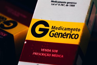 Bu fotoğraf illüstrasyon jenerik ilaç Brezilya'da pazarlanan. Seçici odaklama