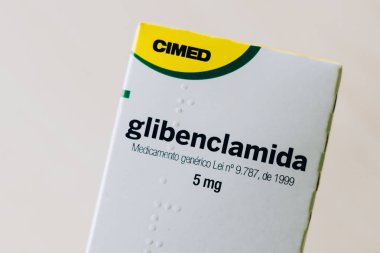 26 Ağustos 2019, Brezilya. Bu fotoğraf illüstrasyon ilaç Glibenclamide (jenerik) Brezilya'da Cimed İlaç Sanayi tarafından pazarlanan