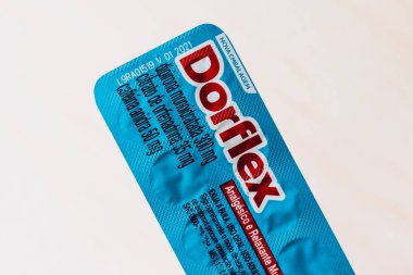 26 Ağustos 2019, Brezilya. Bu fotoğraf illüstrasyonDorflex ilaç Brezilya'da Sanofi tarafından pazarlanan
