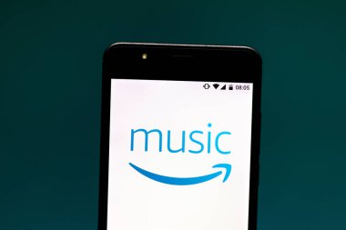 08 Eylül 2019, Brezilya. Bu fotoğraf illüstrasyonamazon müzik logosu bir akıllı telefonda görüntülenir