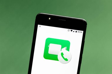 08 Eylül 2019, Brezilya. Bu fotoğraf illüstrasyonunda Facetime logosu bir akıllı telefonda görüntülenir