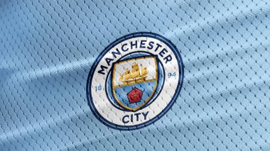 08 Eylül 2019, Brezilya. Bu fotoğrafta bir gömlek Manchester City Football Club logosu