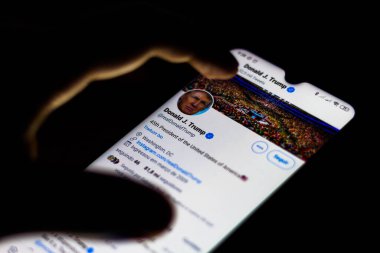 5 Haziran 2020, Brezilya. Bu resimde Birleşik Devletler Başkanı Donald Trump 'ın resmi sayfası, Twitter' da akıllı telefondan gösteriliyor..
