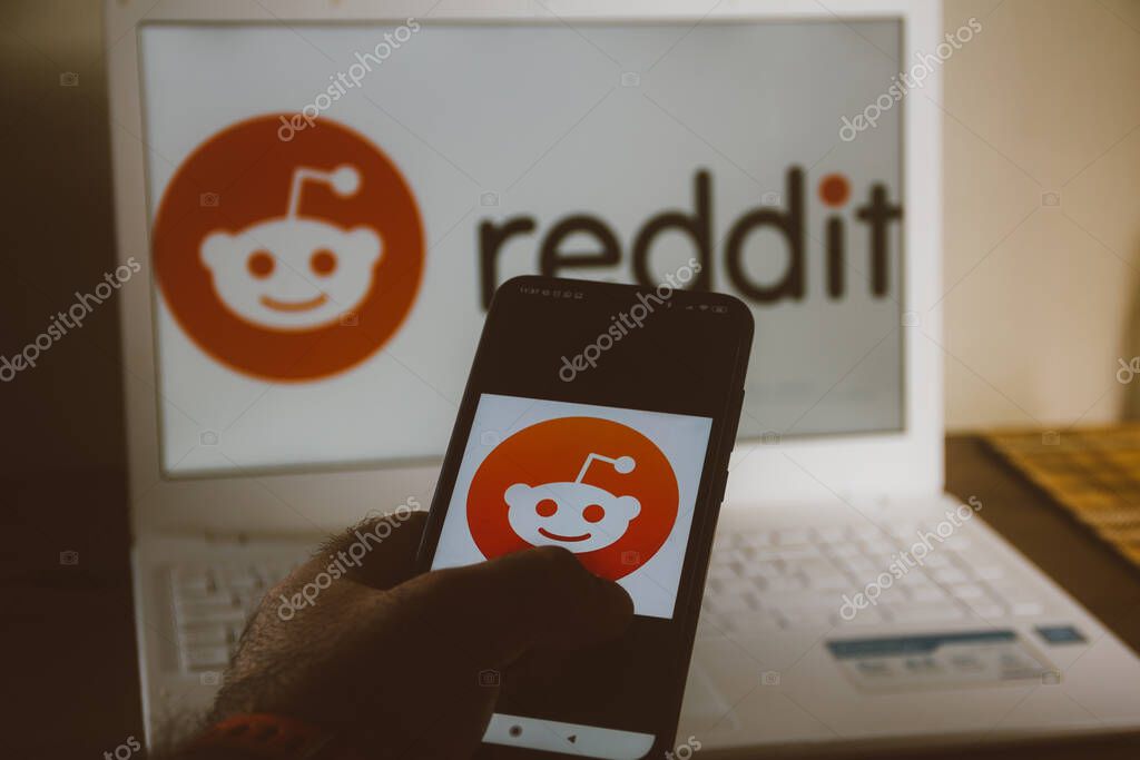 June 7, 2020, Brazil. In this photo illustration the Reddit logo is displayed on a smartphone.