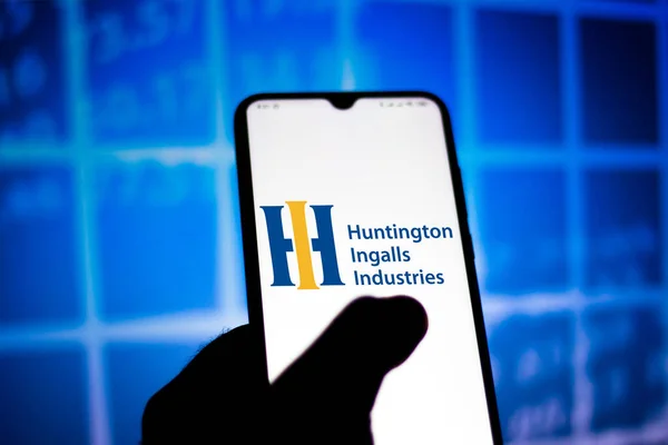 2020 브라질 사진의 Huntington Ingalls Industries Hii 스마트폰에 표시된 — 스톡 사진