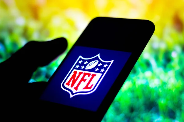 stock image June 15, 2020, Brazil. In this photo illustration the NFL (National Football League) logo seen displayed on a smartphone.