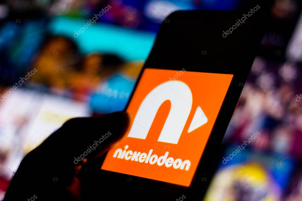 June 15, 2020, Brazil. In this photo illustration the Nickelodeon logo seen displayed on a smartphone.